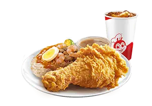 Chickenjoy w/ Palabok and drink