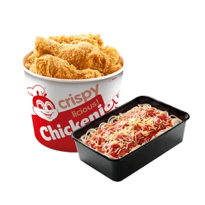 chickenjoy with spaghetti